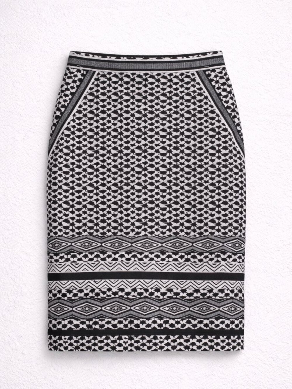 White House Black Market Women's Black & White Geometric Pencil Skirt Size 10 - Picture 1 of 9